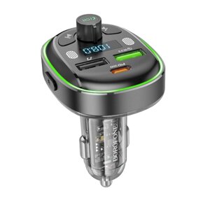 Азп з FM-модулятором borofone BC47 might PD30W+QC3.0 car BT FM transmitter jazz metal gray