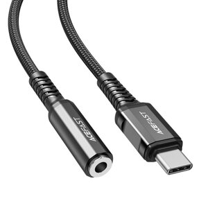 Кабель ACEFAST C1-07 USB-C to 3.5mm aluminum alloy headphones adapter cable Black