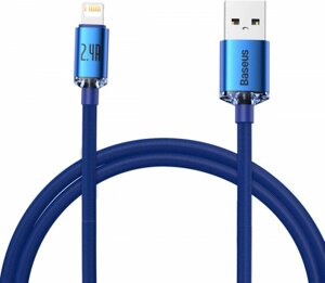 Кабель Baseus Crystal Shine Series Fast Charging Data Cable USB to iP 2.4A 1.2m Blue