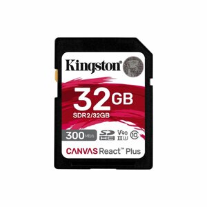 SDHC (UHS-II U3) kingston canvas react plus 32gb class 10 V90 (R-300MB/s)