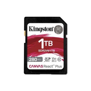 SDXC (UHS-II U3) kingston canvas react plus 1tb class 10 V60 (R280MB/s, W150MB/s)