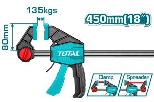 Струбцина TOTAL THT1346801 швидкозажимна, 80х450мм, 135кг