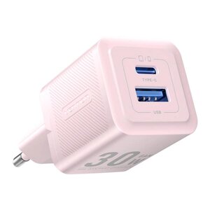 Зарядний пристрій Vention 2-Port USB (C + A) GaN Charger (30W/30W) EU-Plug Pink