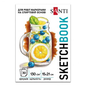 Скетчбук А5 Santi Fresh 30 аркушів склейка 130г/м2 743211