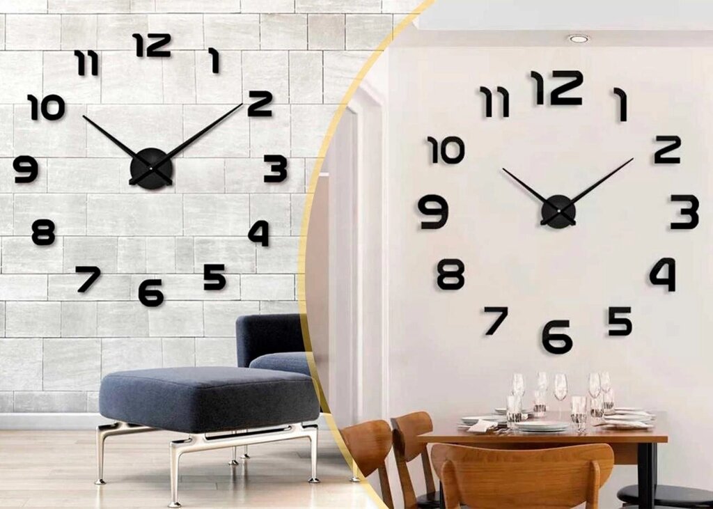 3D настінні годинники самоклеючі, наклейка на стіну DIY CLOCK з цифрами від компанії ARTMOS - Інтернет магазин - фото 1