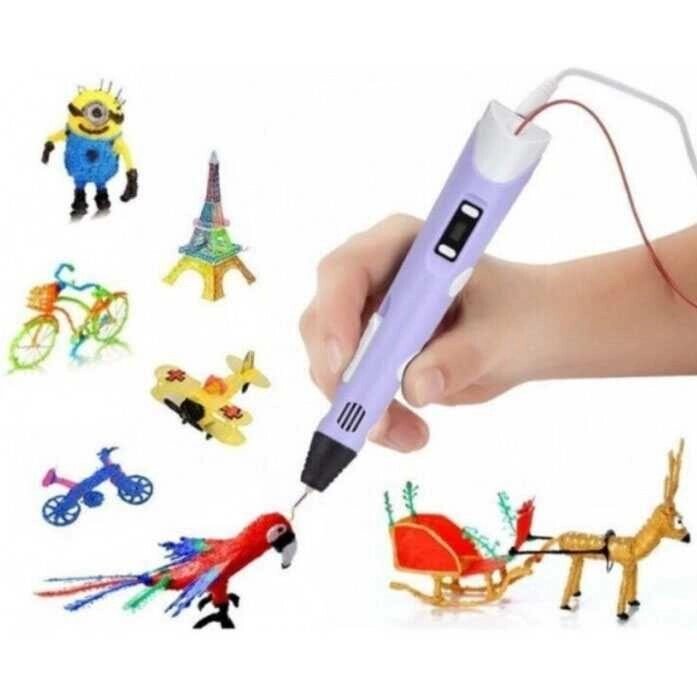 3D ручка Smart 3D Pen 2 з LCD дисплеєм. Колір: рожевий, жовтий, фіолет, голуб. від компанії ARTMOS - Інтернет магазин - фото 1