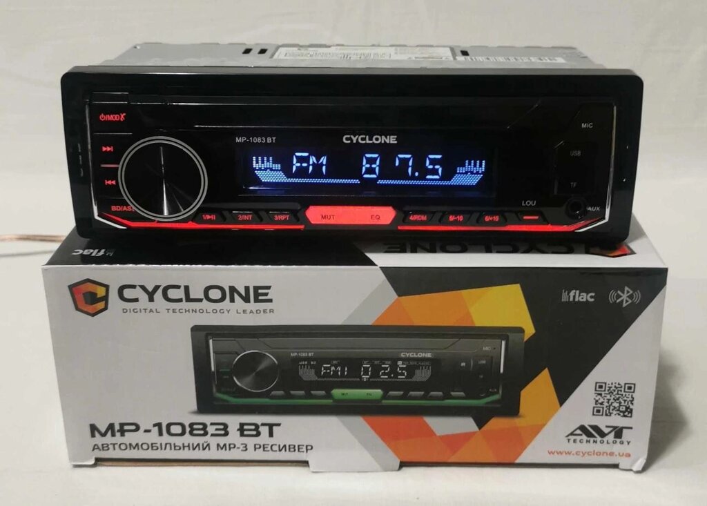 Автомагнітола Cyclone MP-1083 BT (Bluetooth, FLAC, червоне підсвічування) від компанії ARTMOS - Інтернет магазин - фото 1