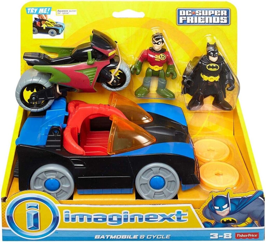 Бетмен Fisher-Price Imaginext DC Super Friends Batmobile &amp, Cycle від компанії ARTMOS - Інтернет магазин - фото 1