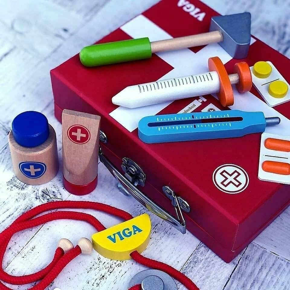 Дерев'яний набір доктор Viga toys. Дитячий набір лікарів. Лікарня від компанії ARTMOS - Інтернет магазин - фото 1