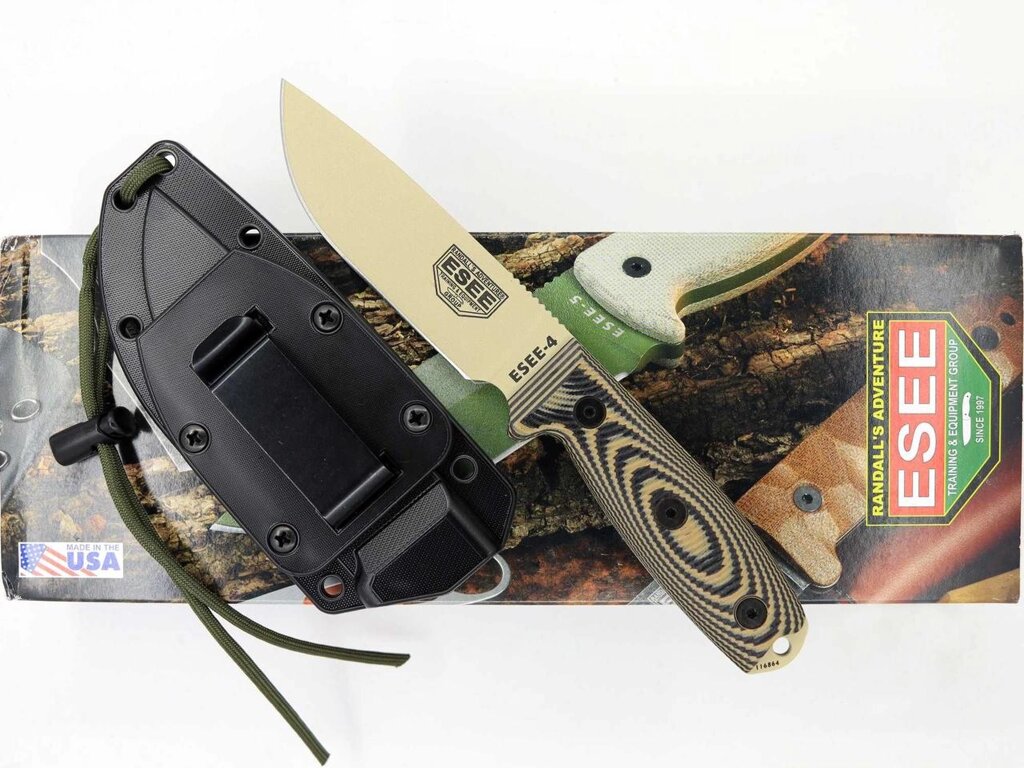 Фіксований ніж ESEE Knives ESEE-4, 3D G-10, Desert Tan фініш від компанії ARTMOS - Інтернет магазин - фото 1