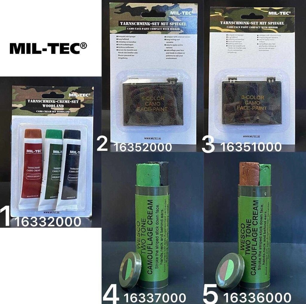 Грим для обличчя Mil-Tec Кремові фарби 2 кольори Олива коричневий від компанії ARTMOS - Інтернет магазин - фото 1