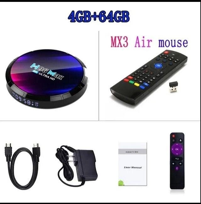 H96 MAX 4/64 ГБ Smart TV Box Android 13. MX3- 2 пульта. доставка смарт від компанії ARTMOS - Інтернет магазин - фото 1