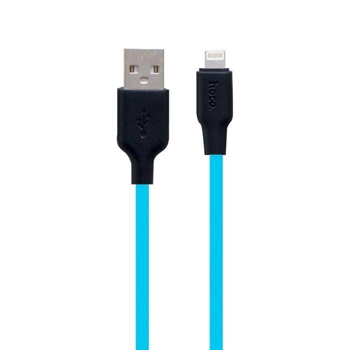 Кабель USB Hoco X21 Plus Silicone USB Lightning 2.4A 1m ЧорноСиній від компанії ARTMOS - Інтернет магазин - фото 1