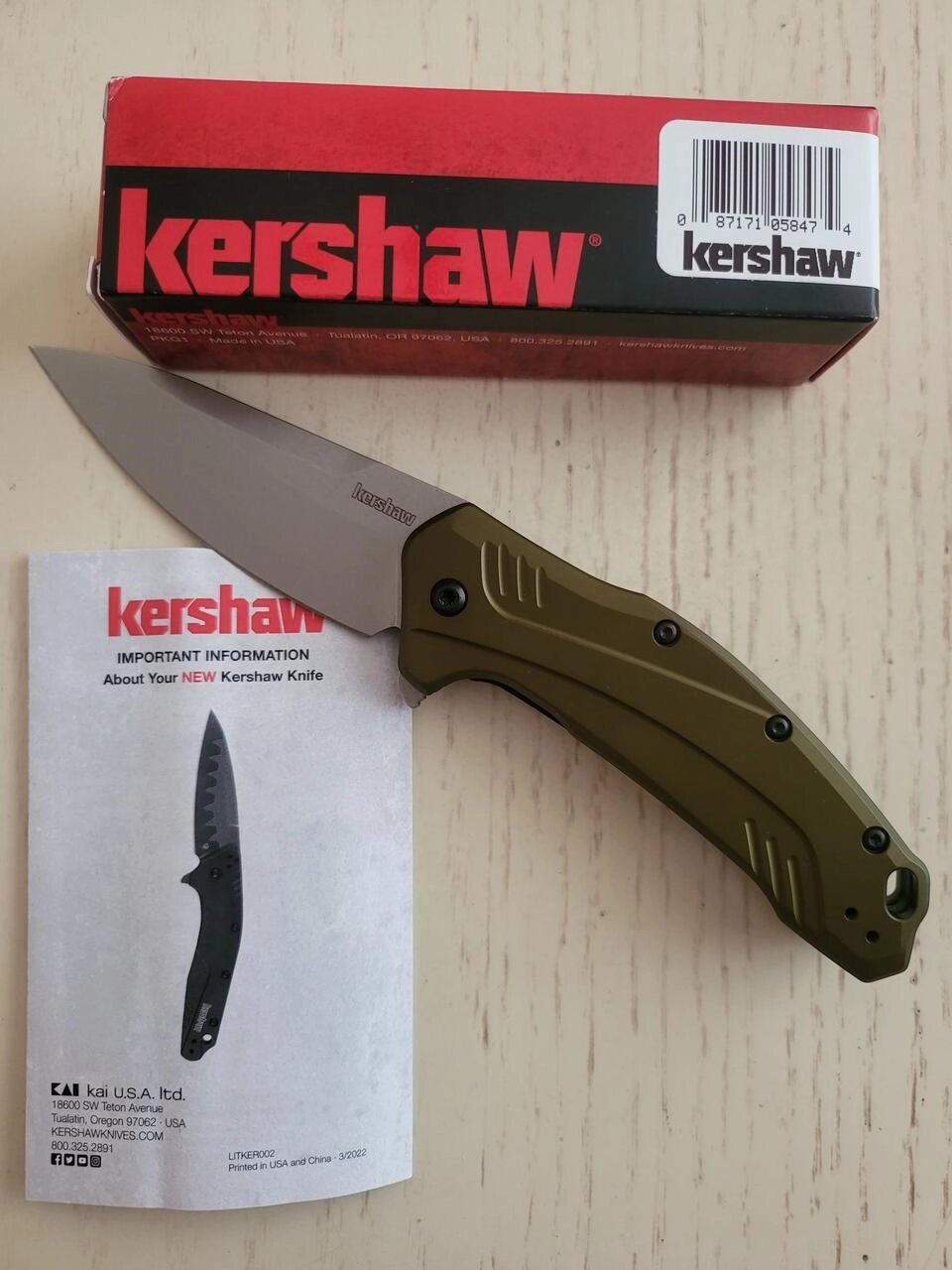 Kershaw Link Aluminum 17760LSW, olive, CPM20CV, original від компанії ARTMOS - Інтернет магазин - фото 1