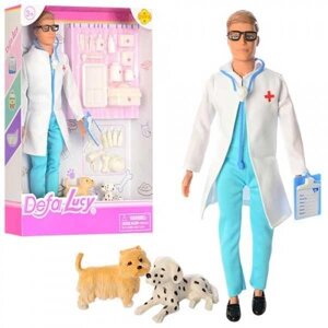 Лялька кен DEFA хлопчик лікар, валіза, собачки 8346B