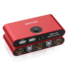 KVM перемикач Avmton 2 порту, HDMI USB