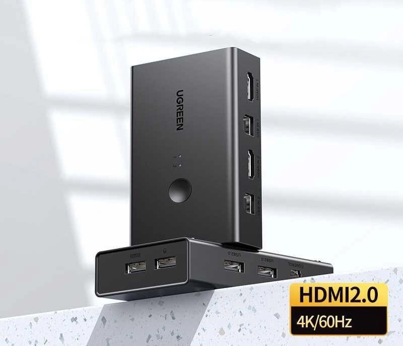 KVM-перемикач на 2 комп'ютери USB хаб UGREEN HDMI Switch 4K 60Hz від компанії ARTMOS - Інтернет магазин - фото 1