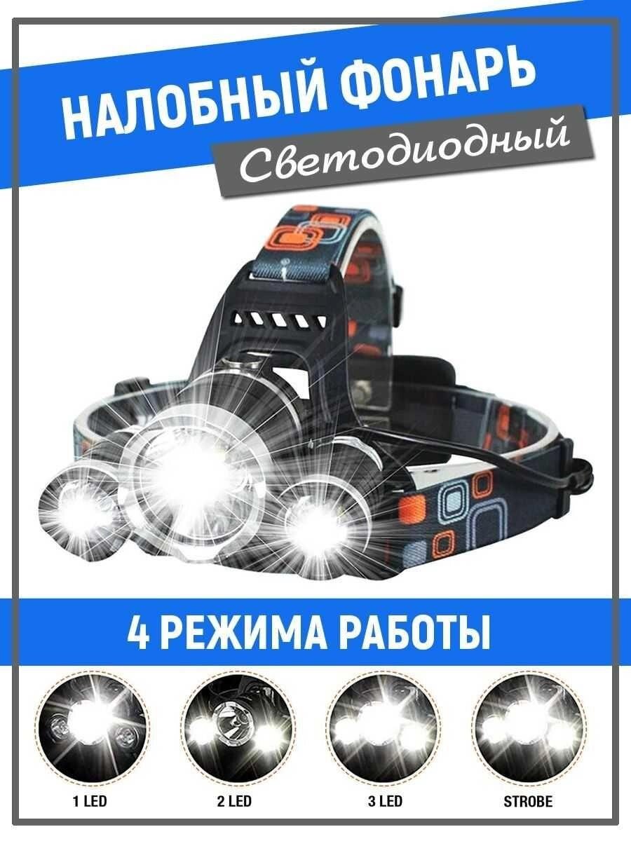 Ліхтар налобний з 12 діодами + 2 акумулятор RJ-3000 від компанії ARTMOS - Інтернет магазин - фото 1