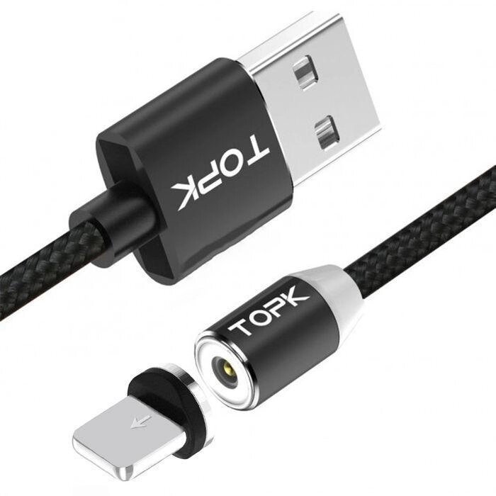 Магнітний кабель для заряджання Topk USB (TK17iVER2) Llightning Black від компанії ARTMOS - Інтернет магазин - фото 1