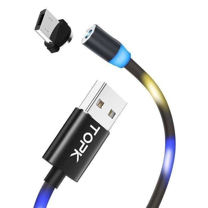 Магнітний кабель для заряджання USB 1m Topk Zline MicroUSB Black від компанії ARTMOS - Інтернет магазин - фото 1