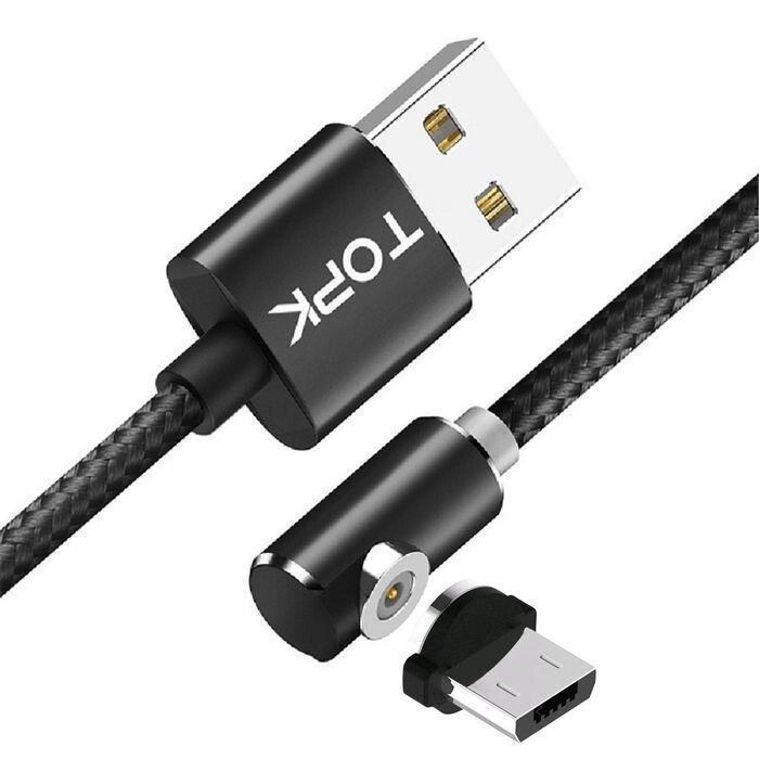 Магнітний кабель Topk USB 1m 2.1A 360 ° (TK51iVER2) MicroUSB Black від компанії ARTMOS - Інтернет магазин - фото 1