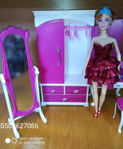Мебель для кукол Барби , Меблі для ляльок Гардеробна , Спальня, Гостин