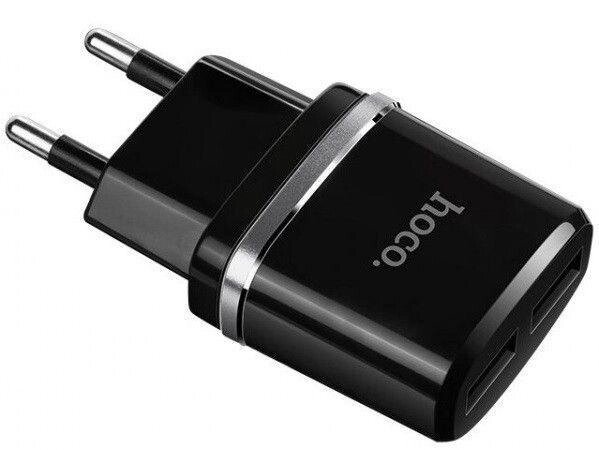 Мережевий зарядний пристрій Hoco C12 2USB Charger 2.4A Чорне від компанії ARTMOS - Інтернет магазин - фото 1