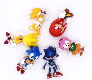 Набір 6в1 класичних фігурок Супер Соник Їжачок (7 см) Super Sonic