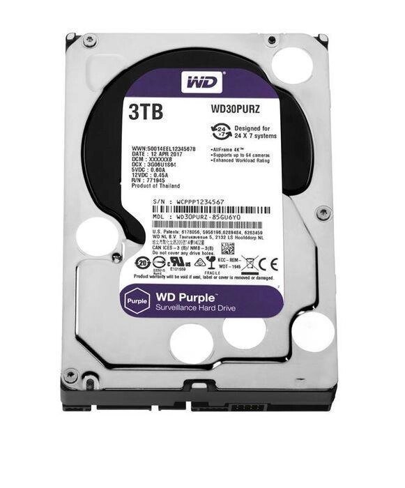 Накопичувач HDD SATA 3.0TB WD Purple 5400rpm від компанії ARTMOS - Інтернет магазин - фото 1