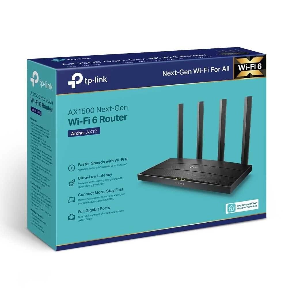 Новий WiFi 6 Гігабітний 5 ГГц Роутер Tp-Link Archer AX12 AX1500 від компанії ARTMOS - Інтернет магазин - фото 1