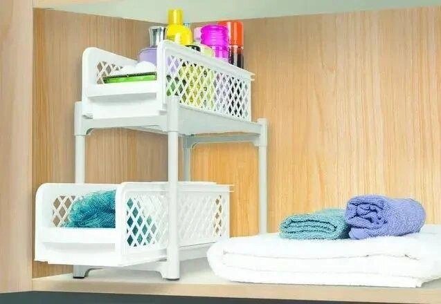 Органайзер для ванної Portable 2 Tier Basket Drawers полиця для кухні від компанії ARTMOS - Інтернет магазин - фото 1