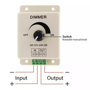 Діммер DC 12-24 V, 8A, Регулятор напруги. Швидкості обертання, світла