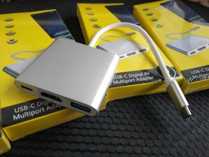 Перехідник, адаптер USB Type C 3 в 1 на HDMI, USB 3.0 і USB-C (Новий)