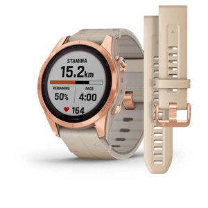 Смарт-годинник Garmin Fenix 7S Sapphire Solar Rose G. Titanium w. Limestone L. Band (010-02539-35)