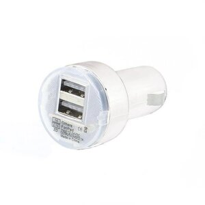 Автомобільний зарядний пристрій Lesko 2 USB порту 2.1A 1А White