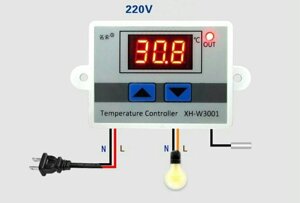 Терморегулятор XH-W3001 12/220V . термореле. 10А. 1,5 кВт. З термопаро