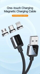 Магнітна зарядка кабель kuulaa MicroUSB Type-C, Iphone 1м і 2м