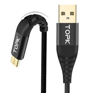 Кабель синхронізації Topk (TK42CVER2) MicroUSB Black