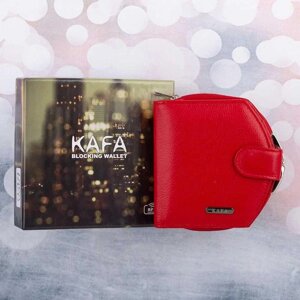 Гаманець жіночий шкіряний KAFA з блок RFID-сигналів, червоний 1869