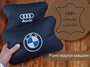 Шкіряна подушка підголовник в машину автомобіль авто кожаная аксесуар