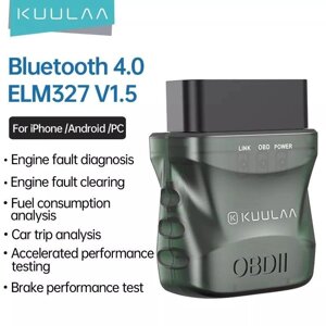 Сканер OBD2 ELM327, V 1,5. Діагностика, KUULAA, iOS, Android. Авто