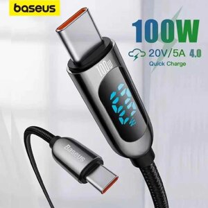 Кабель Baseus 100W Type-C з Ваттметром Тестером для Ноутбука Смартфона