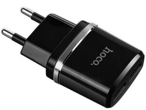 Мережевий зарядний пристрій Hoco C12 2USB Charger 2.4A Чорне