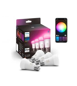 Розумні лампочки Philips Hue Color E27 806лм 60Вт 7W Apple HomeKit 4шт.