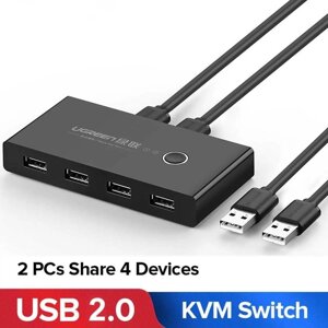 USB хаб світч комутатор KVM для 2 комп'ютерів Ugreen USB 2.0 Гарантія