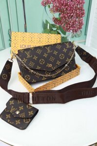 Сумка клатч LOUIS VUITTON 2 в 1 Луї Вітон коричнева, чорна