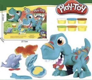 Тісто для ліплення Play toy Dino і Поні (6 баночок, аксесуари, в коробці)