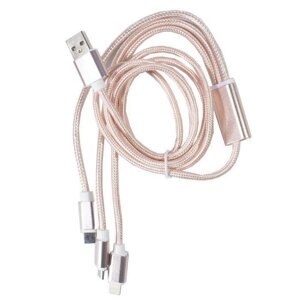 Кабель MicroData USB 2.0 microUSBLightningTypeC 1.2 м Pink