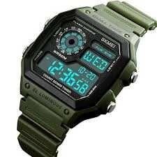 Часи Skmei 1299 у стилі Casio (зелений та чорний)