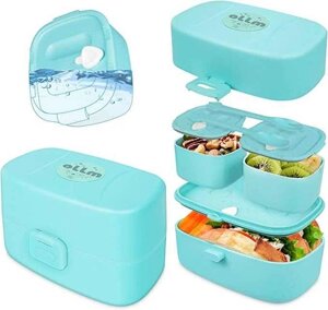 Дитячий герметичний ланч бокс Bento Box з бірюзовим приладами